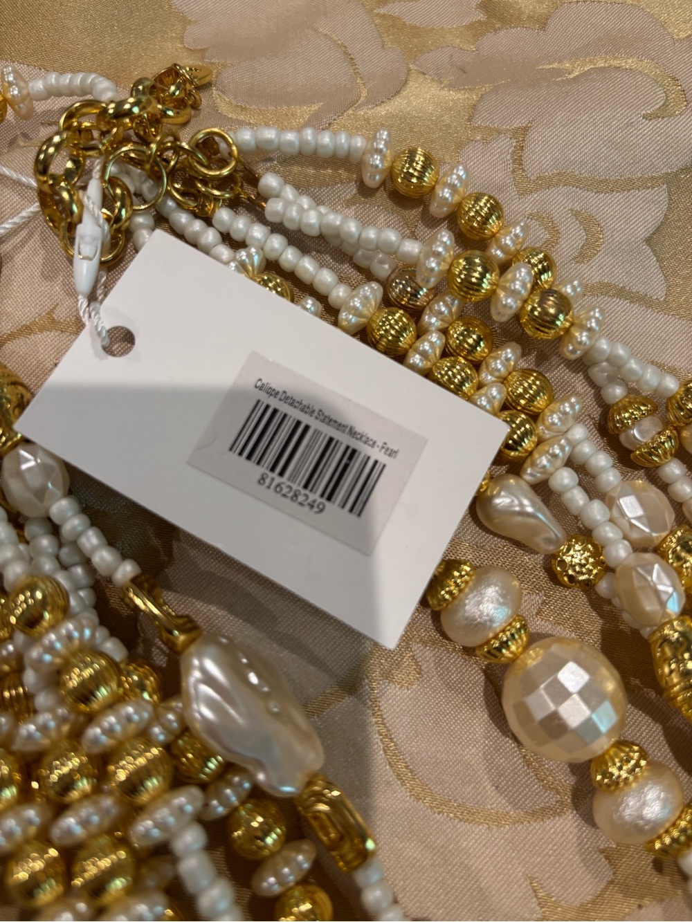 Sassy Jones Gold and White Multi-Strand Pearl Statement Necklace New - Picture 3 of 3